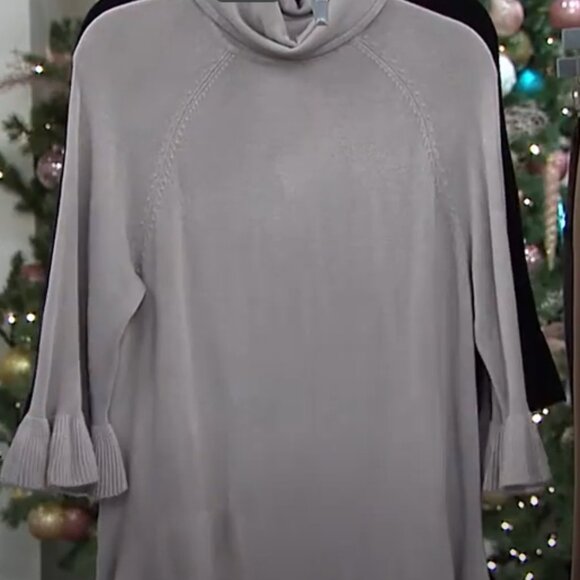 DG2 Diane Gilman Lux Touch Ruffled Raglan Slv Sweater Gray 3X - Picture 8 of 8